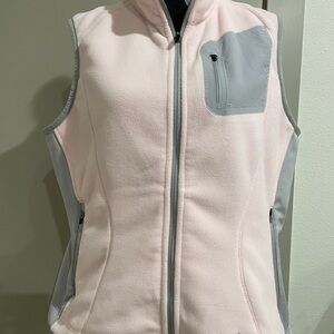 Eddie Bauer Women's Soft Pink and Light Gray Fleece Vest